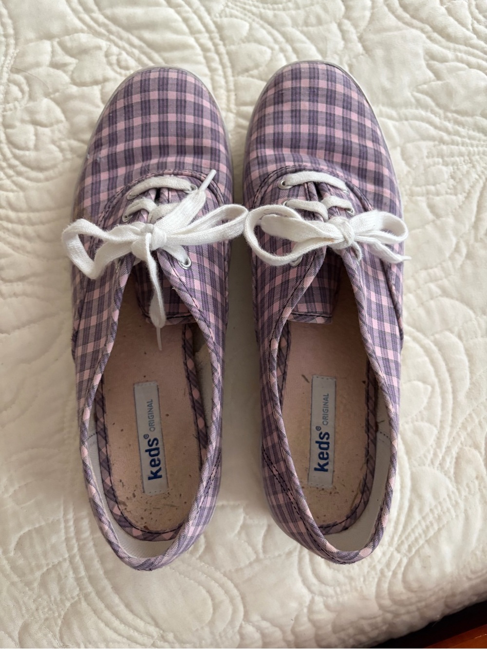Keds sneakers - Pink Plaid Canvas with White Laces